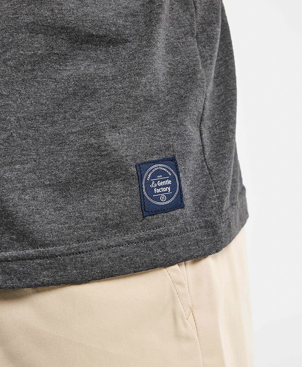 T Shirt Made In France Brodé Baptiste Gris Anthracite Coton Recyclé - La Gentle Factory