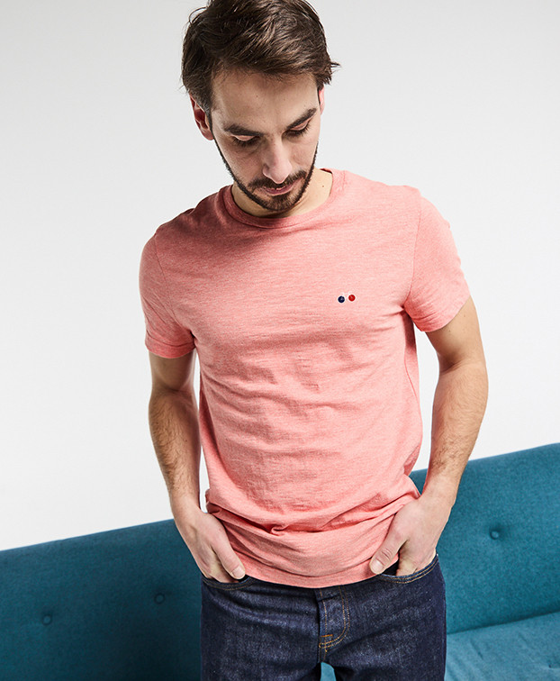 T Shirt Made In France Brodé Baptiste Orange en Coton - La Gentle Factory