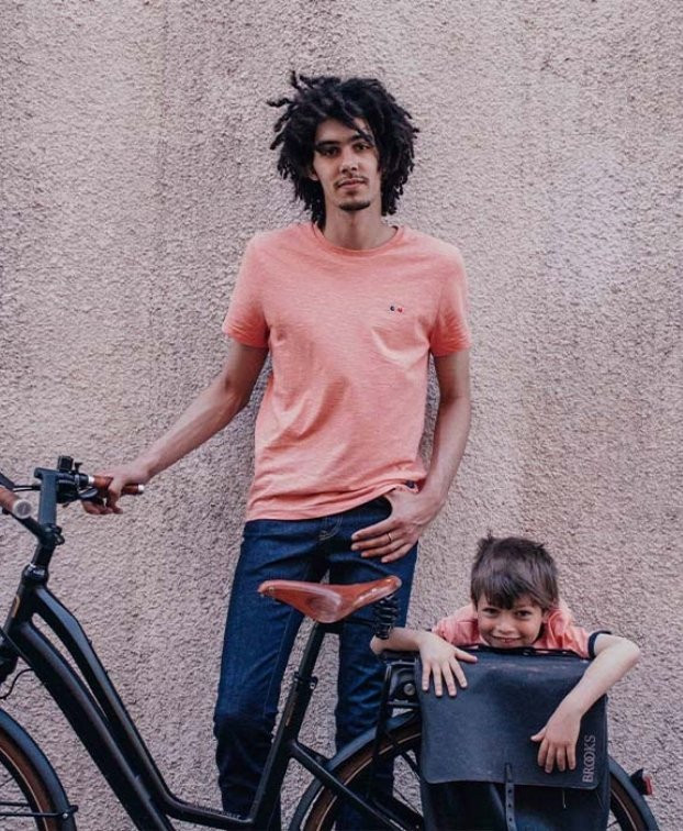 T Shirt Made In France Brodé Baptiste Orange en Coton - La Gentle Factory
