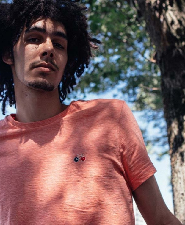 T Shirt Made In France Brodé Baptiste Orange en Coton - La Gentle Factory