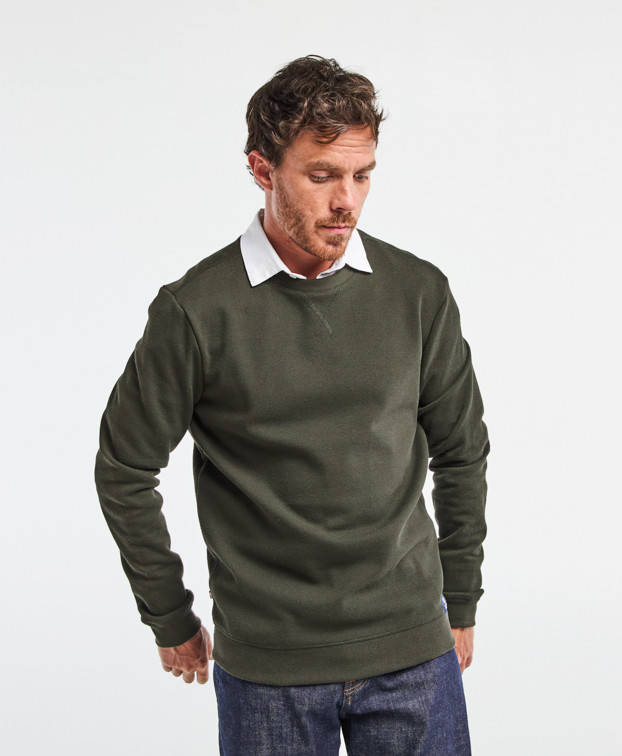 Sweat Paul piqué kaki chiné en fibres recyclées Sweat Paul piqué kaki chiné en fibres recyclées
