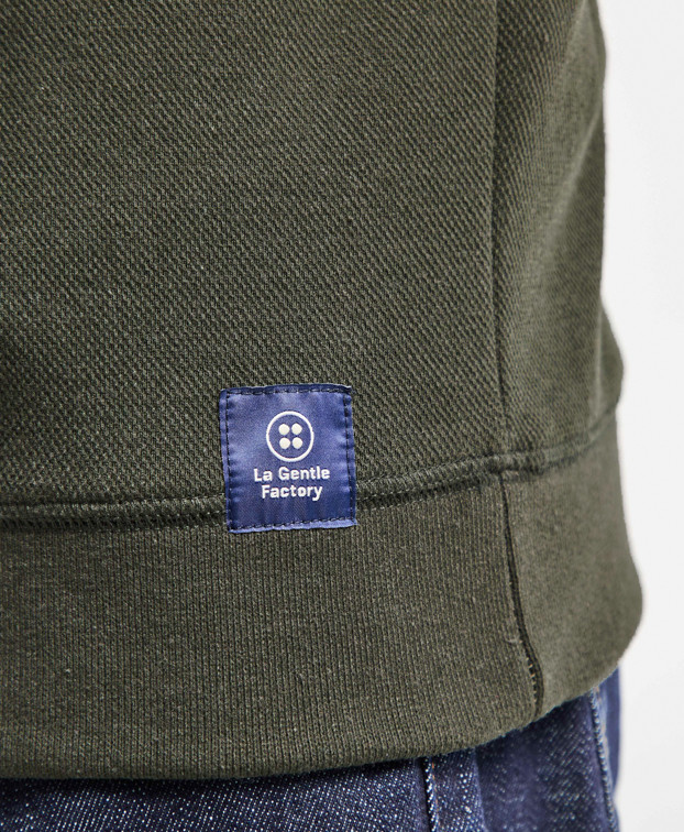 Sweat Paul piqué kaki chiné en fibres recyclées Sweat Paul piqué kaki chiné en fibres recyclées