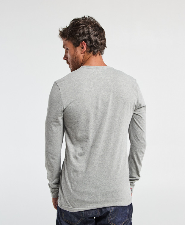 Tee-shirt à manches longues Made In France Brodé Bastian Gris chiné Coton Bio - La Gentle Factory Tee-shirt à manches longues Made In France Brodé Bastian Gris chiné Coton Bio - La Gentle Factory