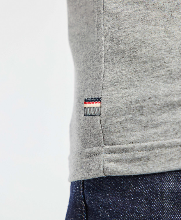 Tee-shirt à manches longues Made In France Brodé Bastian Gris chiné Coton Bio - La Gentle Factory Tee-shirt à manches longues Made In France Brodé Bastian Gris chiné Coton Bio - La Gentle Factory