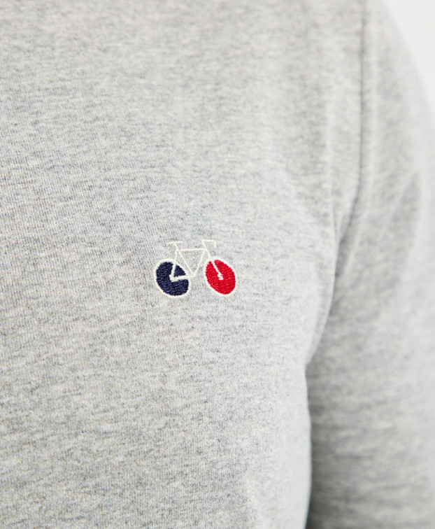 Tee-shirt à manches longues Made In France Brodé Bastian Gris chiné Coton Bio - La Gentle Factory Tee-shirt à manches longues Made In France Brodé Bastian Gris chiné Coton Bio - La Gentle Factory