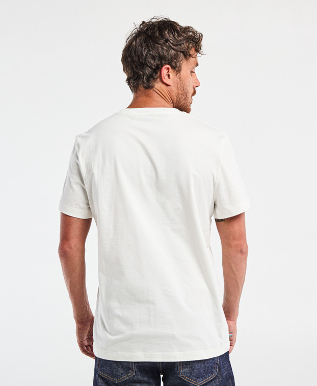 T-shirt homme made in France écru clair Barthélémien brodé vélo coton bio