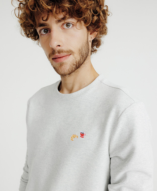 Sweat Made In France Café Croissant Gris chiné Coton Recyclé - La Gentle Factory Sweat Made In France Café Croissant Gris chiné Coton Recyclé - La Gentle Factory