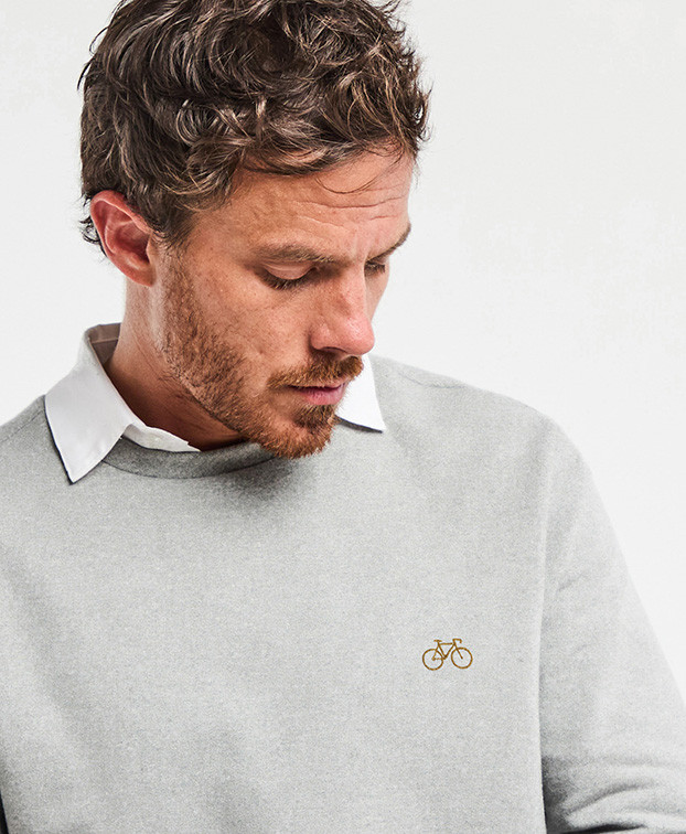 Sweat Made In France Vélo Doré Gris chiné Coton Recyclé - La Gentle Factory Sweat Made In France Vélo Doré Gris chiné Coton Recyclé - La Gentle Factory