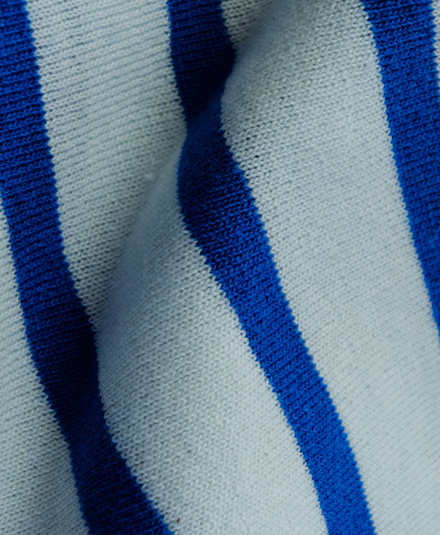 Jersey écru rayé bleu indigo en coton Jersey écru rayé bleu indigo en coton