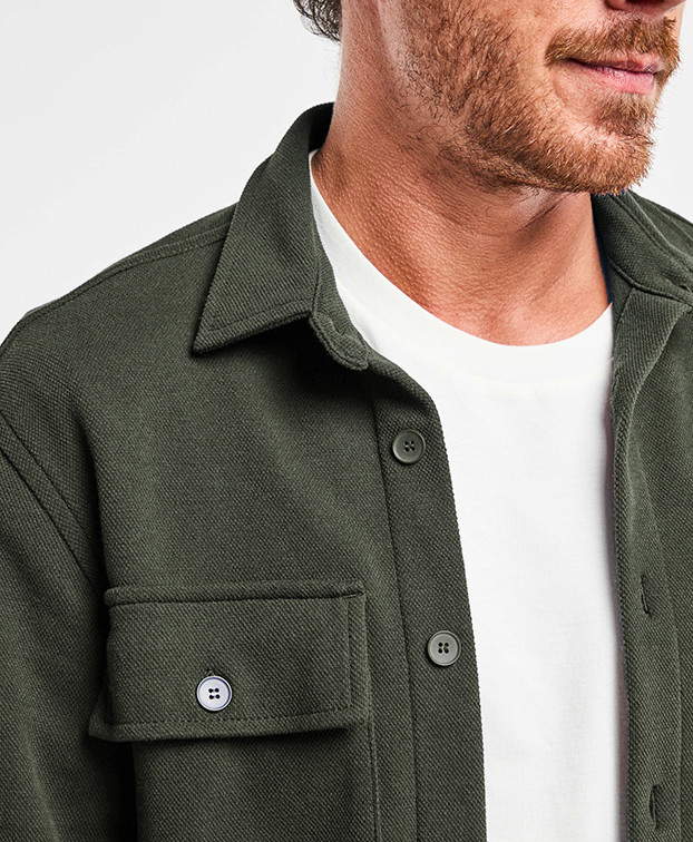 Surchemise Christophe piqué Kaki Chiné en fibres recyclées - La Gentle Factory