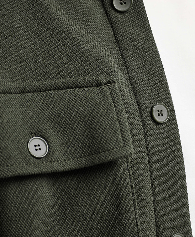 Surchemise Christophe piqué Kaki Chiné en fibres recyclées - La Gentle Factory