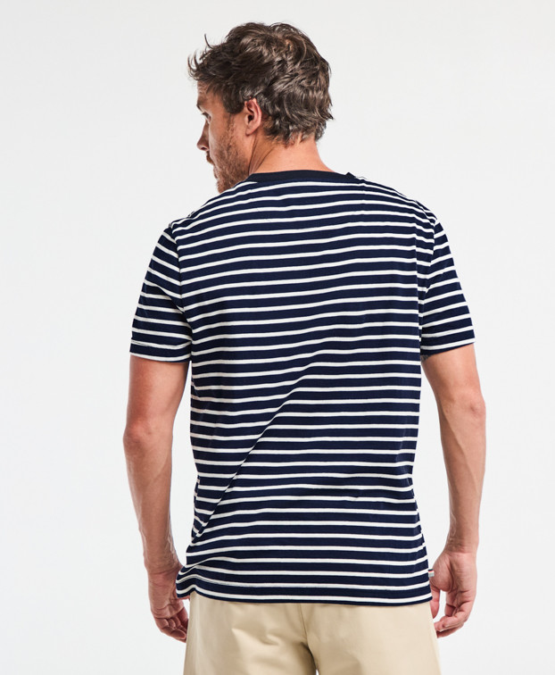 T-shirt homme made in France à rayure bleu marine Marc en coton bio