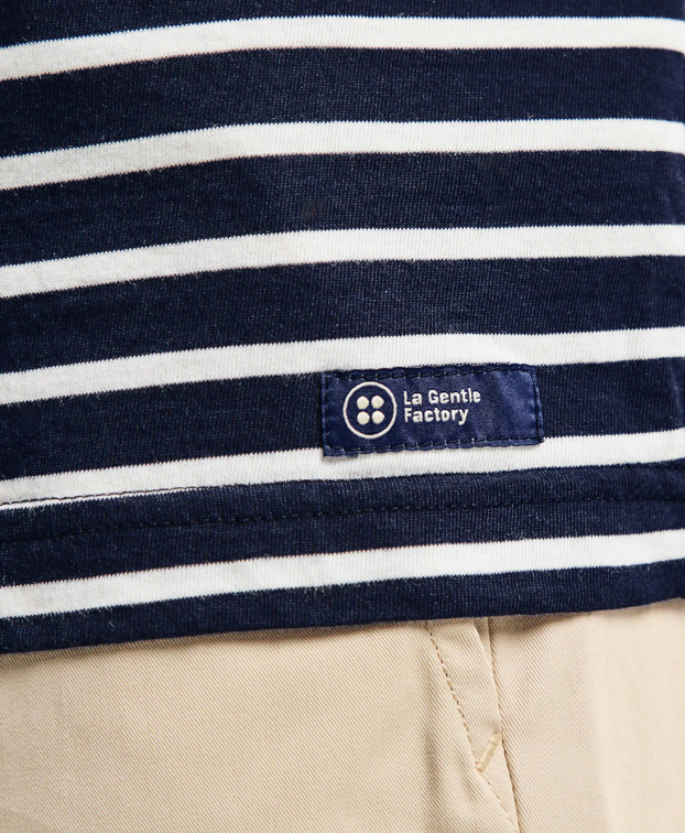 T-shirt homme made in France à rayure bleu marine Marc en coton bio