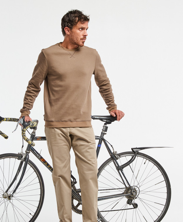 Sweat Paul piqué marron en fibres recyclées Sweat Paul piqué marron en fibres recyclées