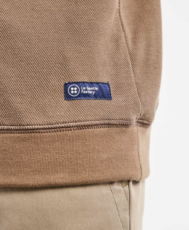 Sweat Paul piqué marron en fibres recyclées Sweat Paul piqué marron en fibres recyclées