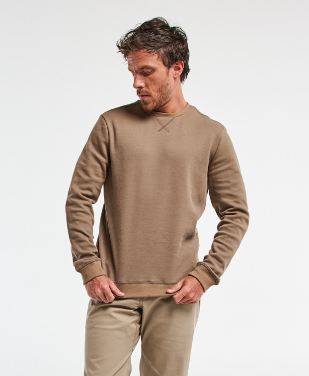 Sweat Paul piqué marron en fibres recyclées Sweat Paul piqué marron en fibres recyclées