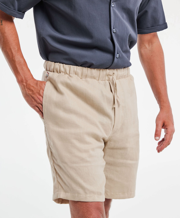 Short Liam made in France en lin sable  - La Gentle Factory