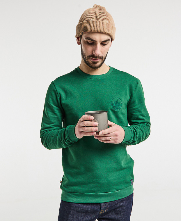 Sweat Basile brodé Forêt vert billard en coton bio - La Gentle Factory Sweat Basile brodé Forêt vert billard en coton bio - La Gentle Factory