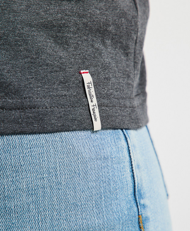 T-shirt femme Made in France Blanche Brode Pouvoir de la Sieste anthracite en coton recyclé