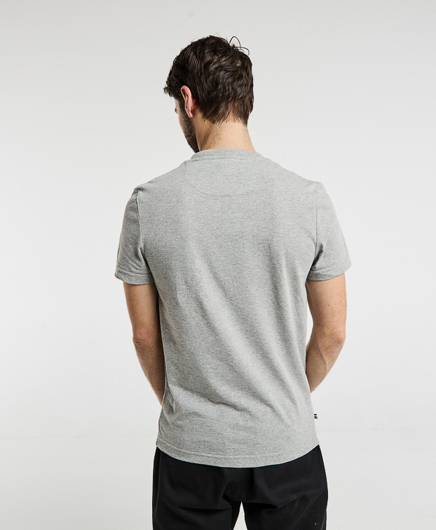 T-shirt homme made in France gris Barthélémien brodé pouvoir de la sieste en coton recyclé