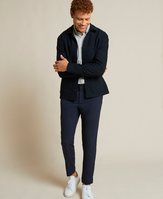 Pantalon Fleming flex Marine made in France en polyester recyclé- La Gentle Factory