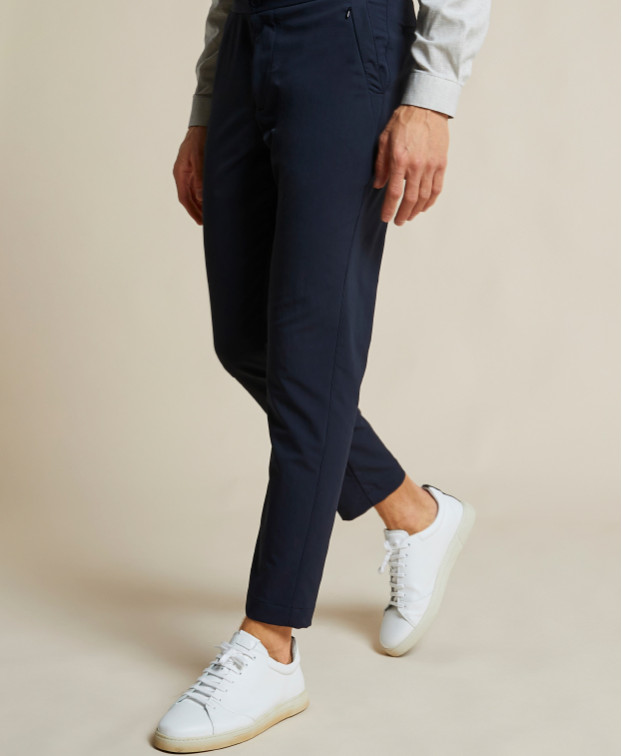 Pantalon Fleming flex Marine made in France en polyester recyclé- La Gentle Factory