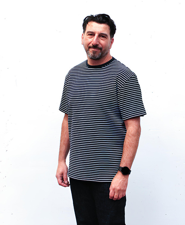 Tee-shirt Homme Isao Lourd Piqué RayéGris Coton Recyclé- La Gentle Factory