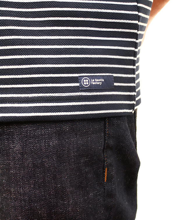 Tee-shirt Homme Isao Lourd Piqué RayéGris Coton Recyclé- La Gentle Factory