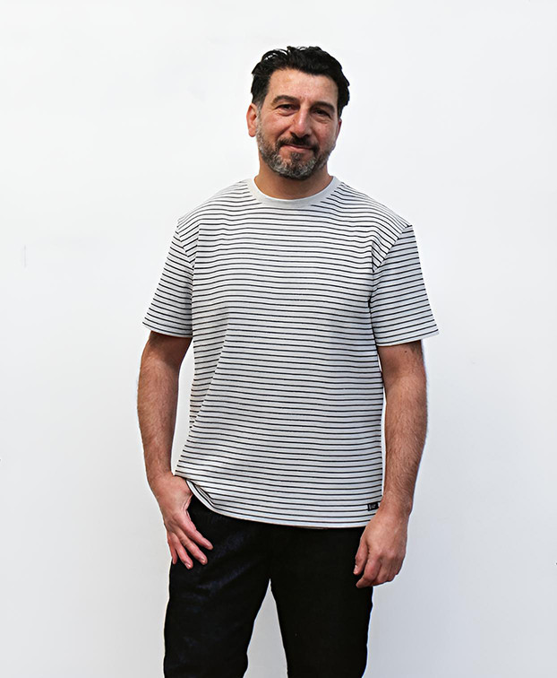 Tee-shirt Homme Isao Lourd Piqué Rayé Marine Coton Recyclé- La Gentle Factory