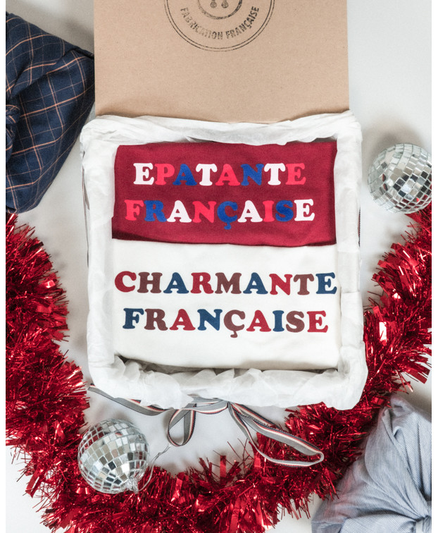 Coffret Frenchy : 2 Tee-shirts Femme écru et bordeaux made in France - La Gentle Factory