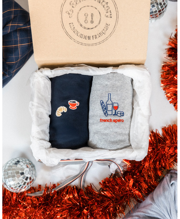 Coffret Frenchy : 2 Tee-shirts Homme marine et gris made in France - La Gentle Factory