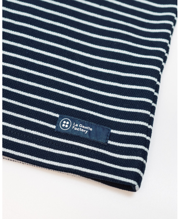 Tee-shirt Homme Isao Lourd Piqué RayéGris Coton Recyclé- La Gentle Factory