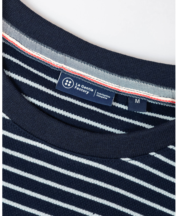 Tee-shirt Homme Isao Lourd Piqué RayéGris Coton Recyclé- La Gentle Factory