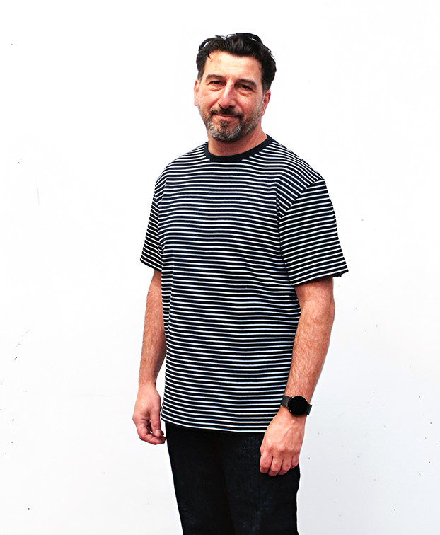 Tee-shirt Homme Isao Lourd Piqué RayéGris Coton Recyclé- La Gentle Factory