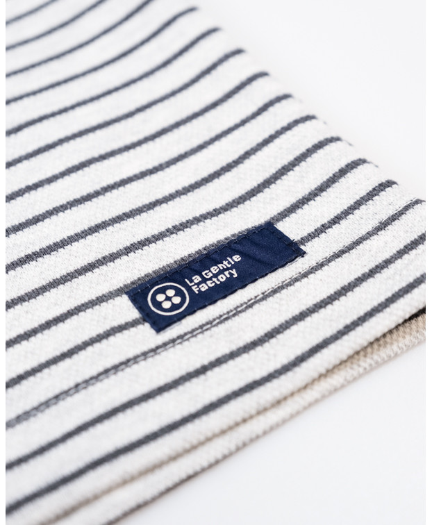 Tee-shirt Homme Isao Lourd Piqué Rayé Marine Coton Recyclé- La Gentle Factory