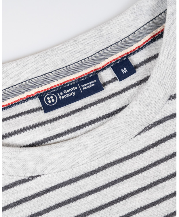 Tee-shirt Homme Isao Lourd Piqué Rayé Marine Coton Recyclé- La Gentle Factory