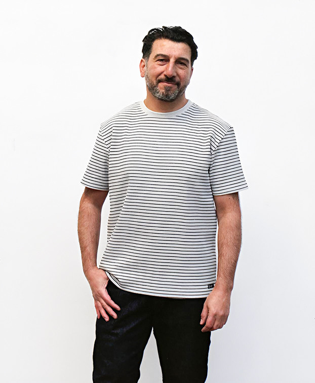 Tee-shirt Homme Isao Lourd Piqué Rayé Marine Coton Recyclé- La Gentle Factory