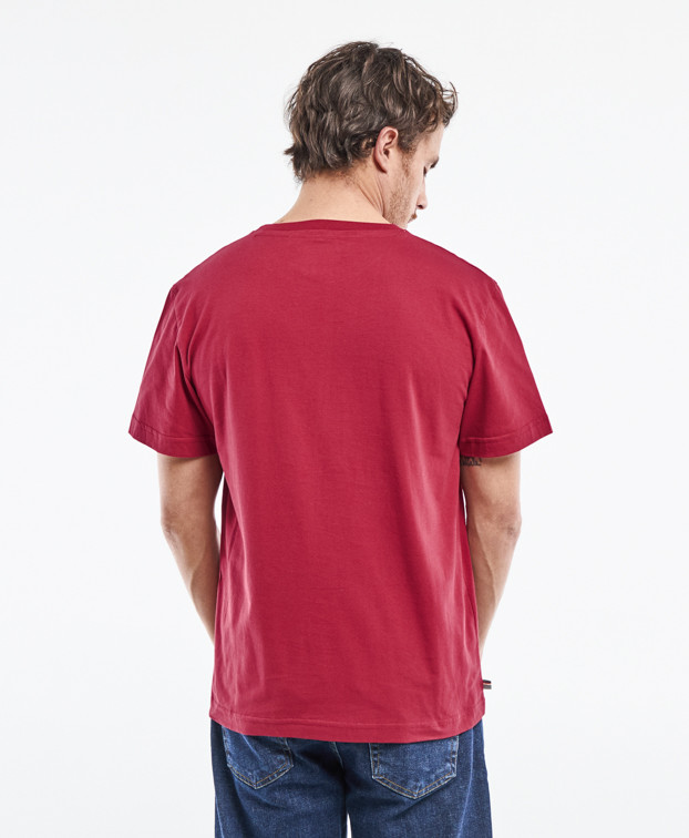 Tee-shirt Barthélémien brodé "French Food Club" bordeaux en coton bio - La Gentle Factory