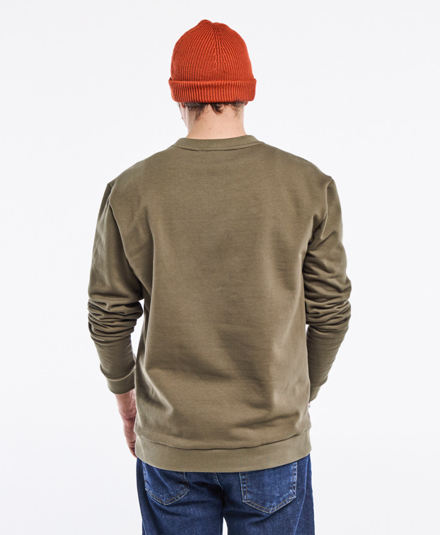 Sweat Benoit brodé vélo kaki en coton biologique - La Gentle Factory