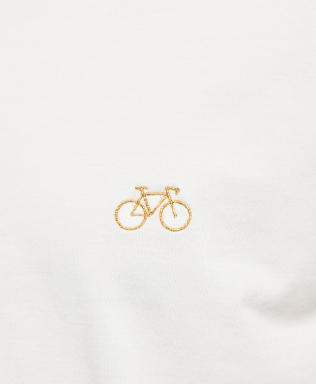 T-shirt homme made in France écru clair Barthélémien brodé Vélo Doré coton bio