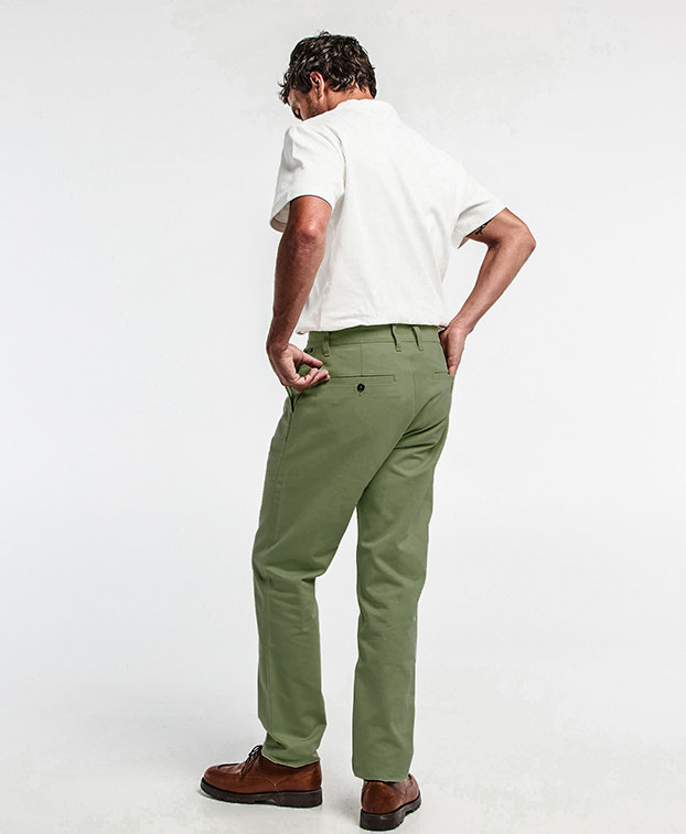 Pantalon Made In France Homme Chino Leon vert olive - La Gentle Factory