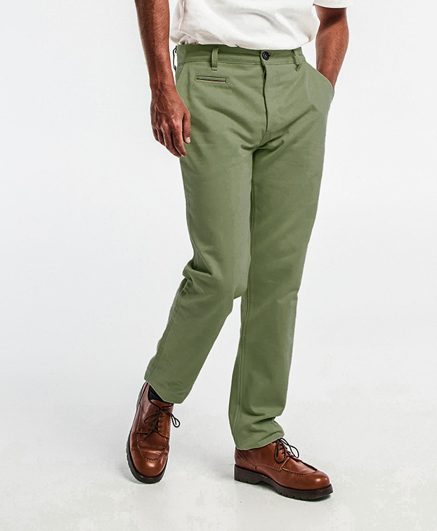 Pantalon Made In France Homme Chino Leon vert olive - La Gentle Factory