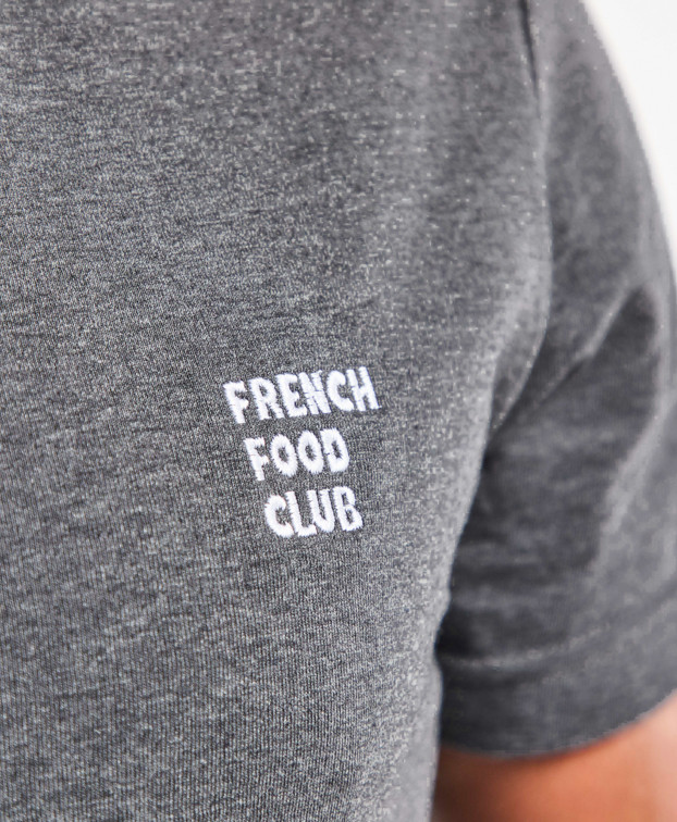 Tee-shirt Baptiste gris chiné brodé "French Food Club" Made in France - La Gentle Factory
