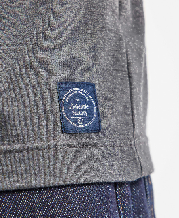 Tee-shirt Baptiste gris chiné brodé "French Food Club" Made in France - La Gentle Factory