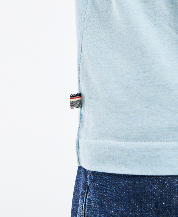 Tee-shirt Barthélémien bleu ciel brodé "Brioche" Made in France- La Gentle Factory