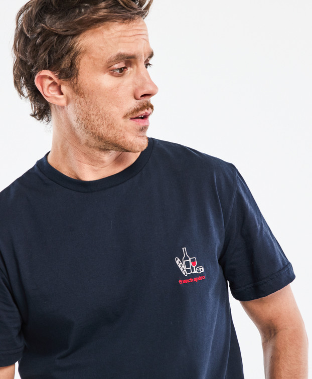 Tee-shirt Barthélémien "french apéro" marine en coton bio - La Gentle Factory