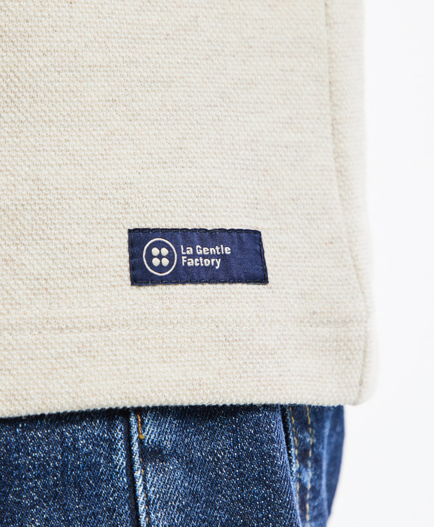 Tee-shirt Homme Isao Lourd Piqué Beige Coton Recyclé - La Gentle Factory