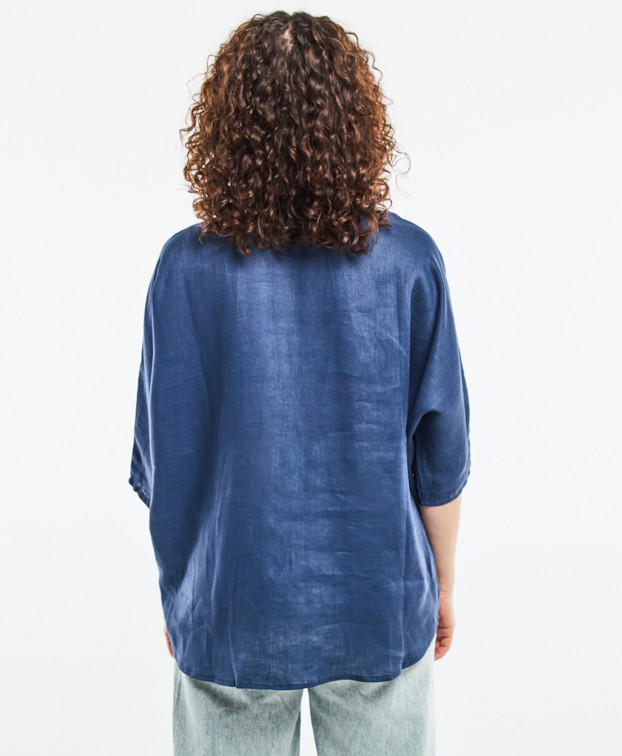 Chemise Lin Femme Made In France Lily Bleu - La Gentle Factory