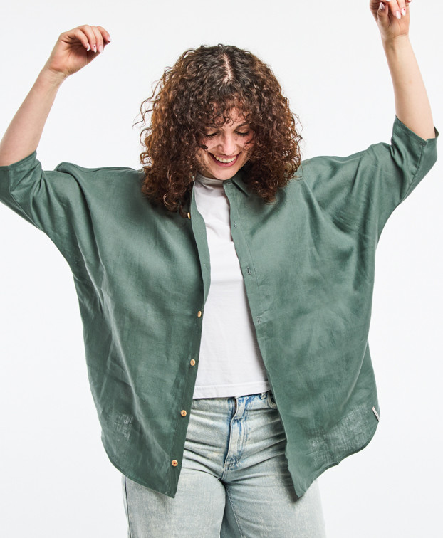 Chemise Lin Femme Made In France Lily Kaki - La Gentle Factory