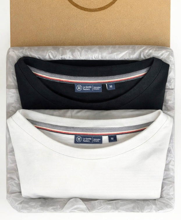 Coffret 2 Tee-shirts Isao en maille milano écru et noir made in France - La Gentle Factory